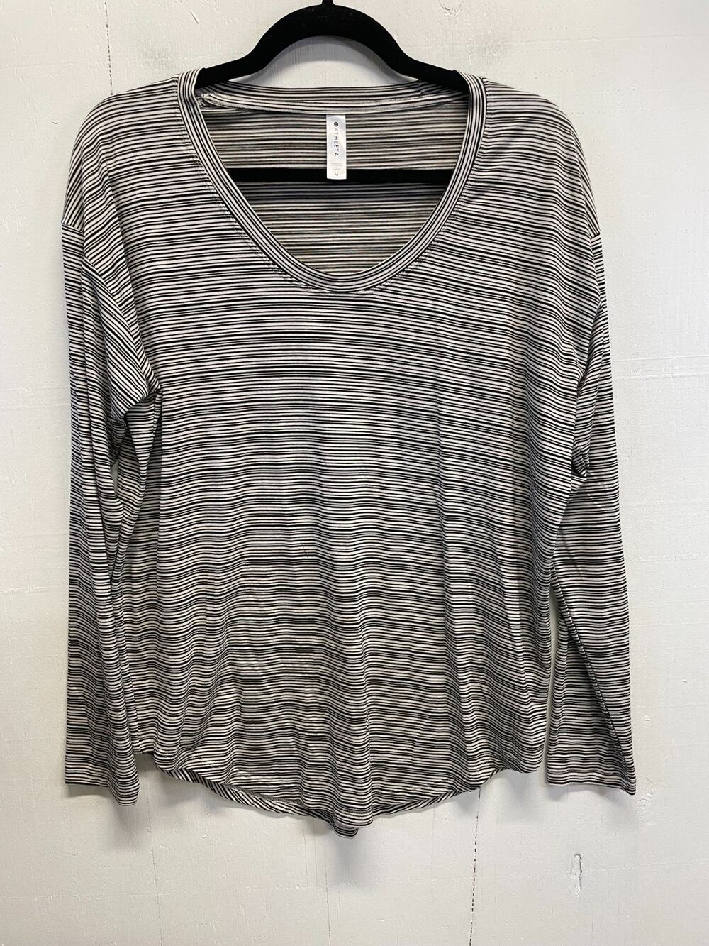 Athleta Cloudlight Stratus Striped Long Sleeve Women's Top Scoop Neck - Medium